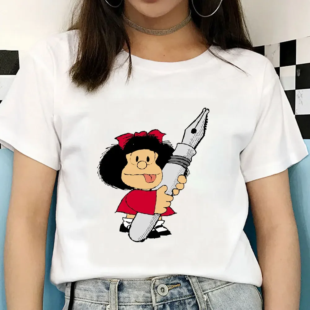 Kawaii Summer Women T-shirt Fashion Toda Mafalda Cartoon T Shirt Women Harajuku Printed Short Sleeve Kawaii Girl Top Tee Shirt