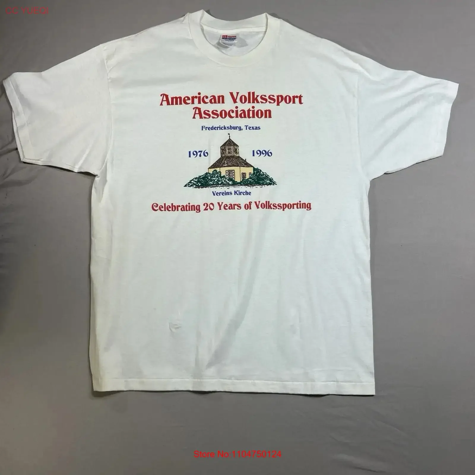 Футболка American Volkssport Association Fredericksburg Texas к 20-летию, размер XL, винтажная, с эффектом потертости, унисекс, дышащая, удобная.