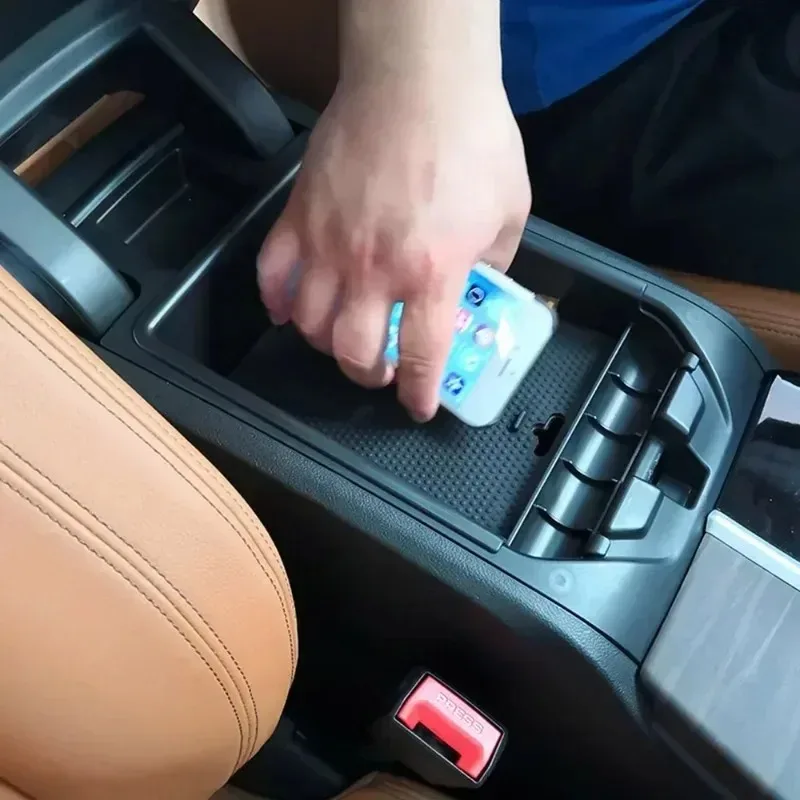 For BMW X3 G01 2018-2024 ABS Black Car Armrest Storage Box Phone Storage Box Tray Interior Car Accessories