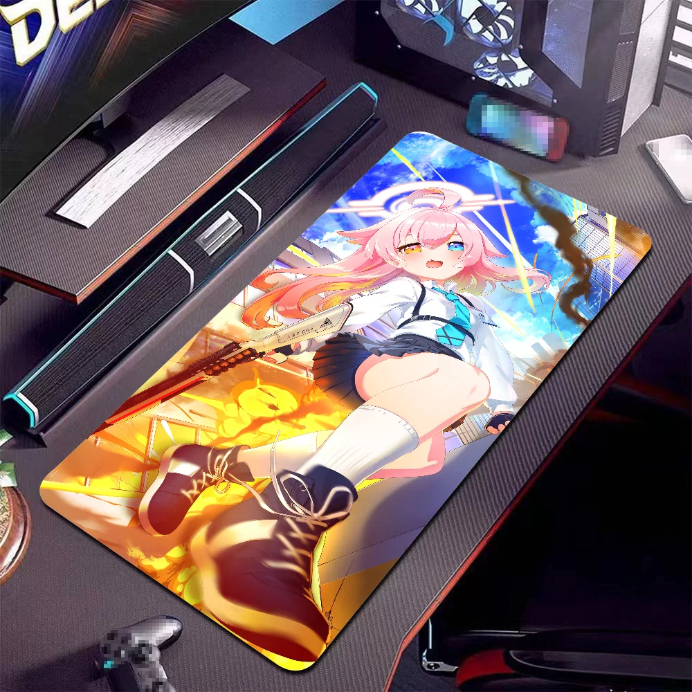 B-Blue A-Archive T-Tsukatsuki Rio Mousepad Large Anti-Slip Mouse Pad Stitched Edges Mat Durable Desk Laptop Gaming Keyboard Pad