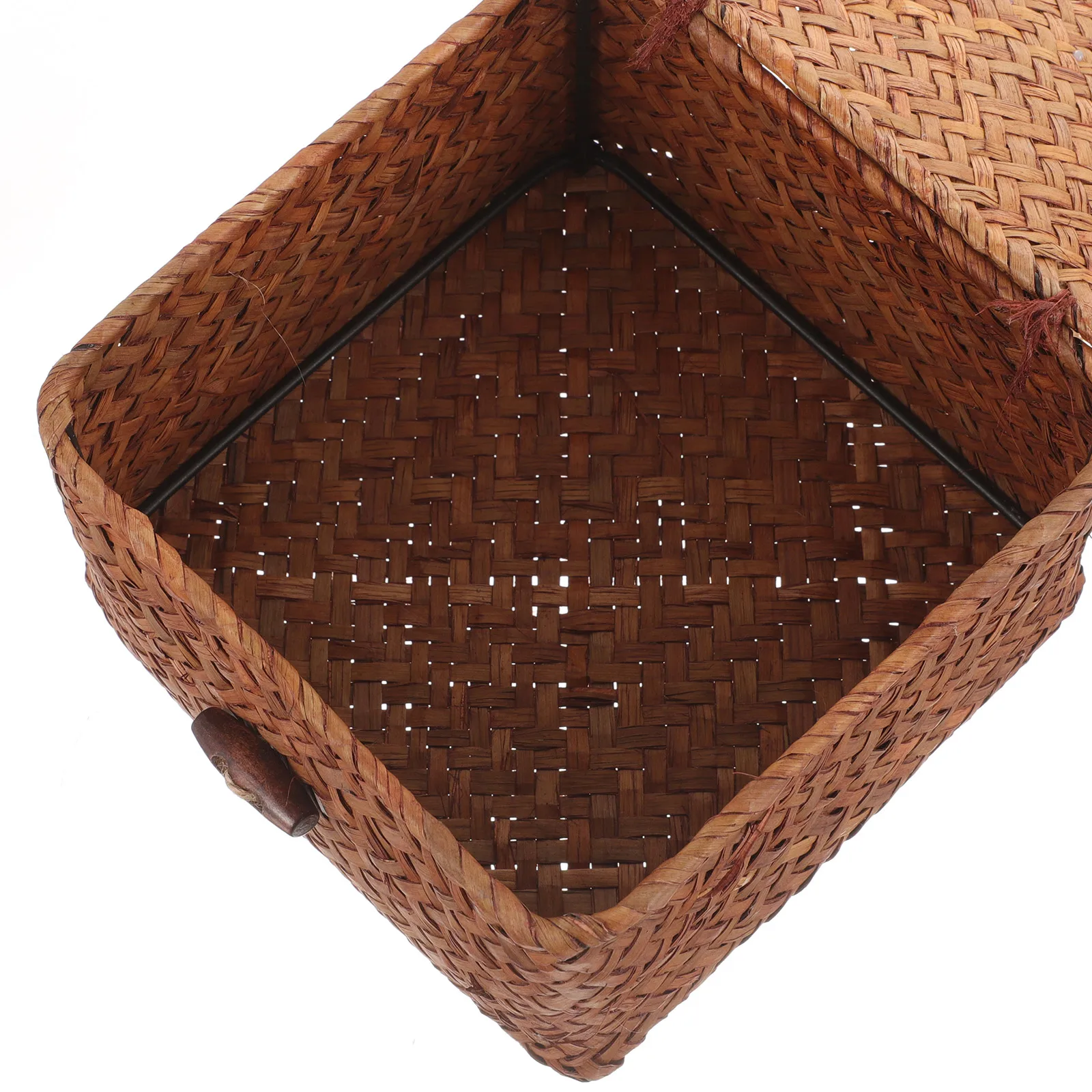 

Seagrass Baskets Storage Boxes for Shelves Toilet Paper Decorative Woven Hamper Straw Iron Wire Home ganization CD DVD Book