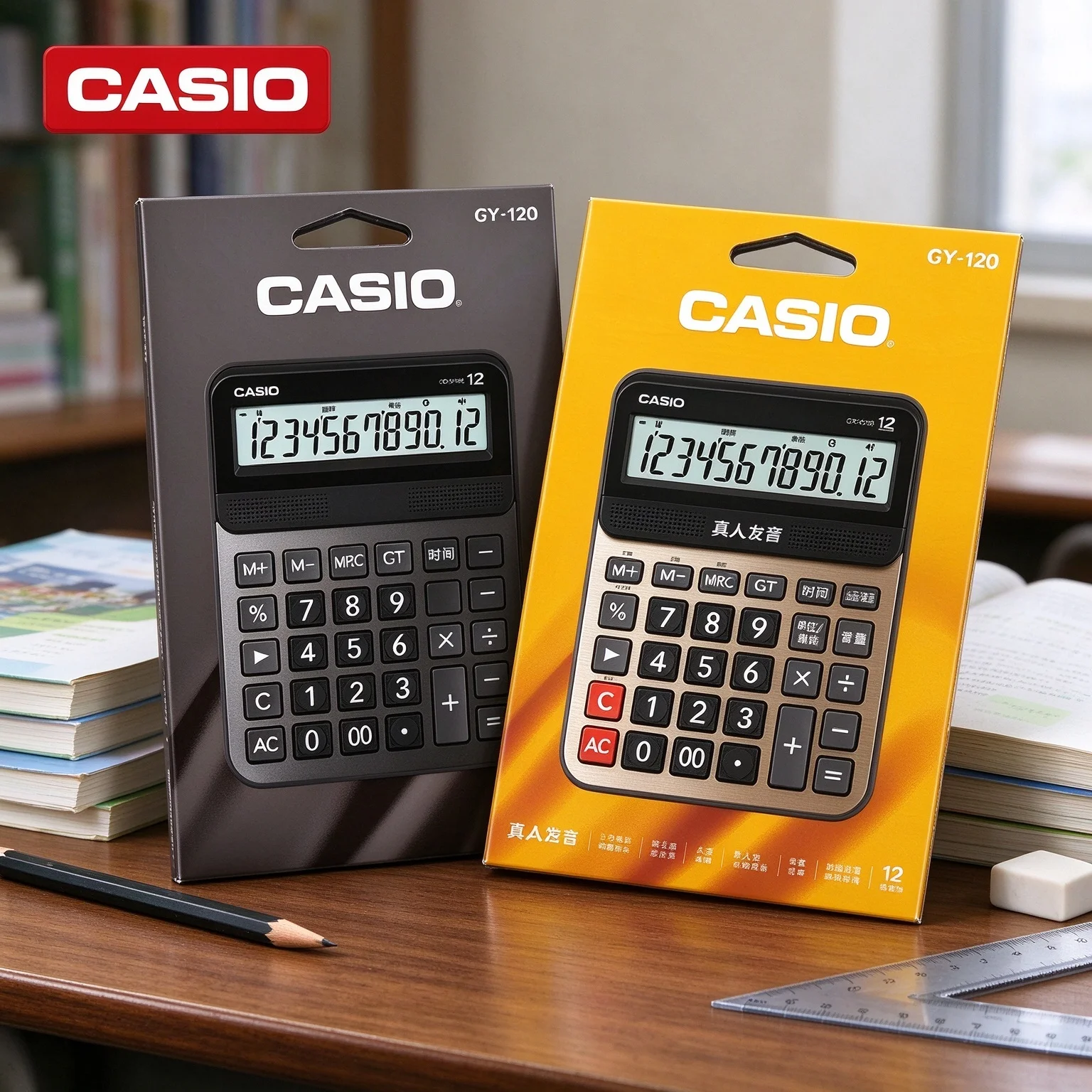 Casio /Accounting Calc /Portable Calc GY-120/DY-120/MS-20YC/SL-310YC Solar Dual Power Clear LCD For Shop Billing Home Budget