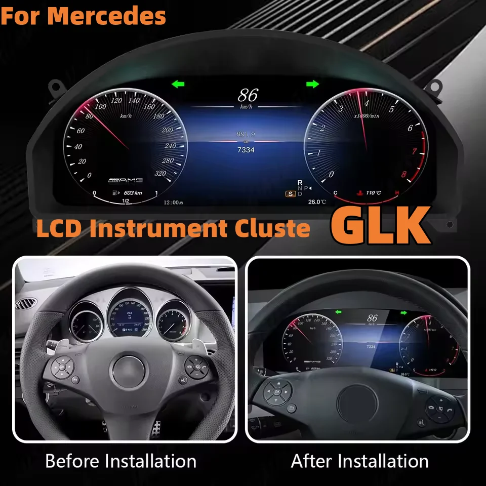 For Mercedes Benz GLK 2008-2015  LCD Digital Instrument Panel Car Virtual Cockpit Speedmeter Dashboard Clock Gauge Cluster
