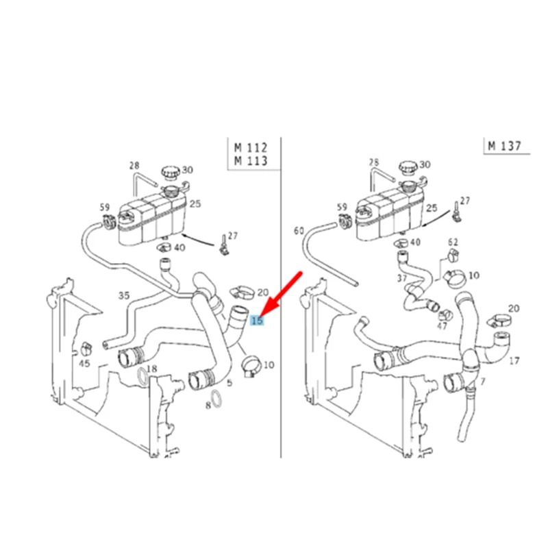 2205010382 Radiator Water Pipe Ventilation Pipe Booster PPipe Cooling Water Hose for Mercedes-Benz