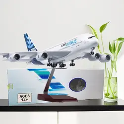 1:160 Scale 46CM Model Airplane Airbus A380 Prototype Airline With Light and Wheel Diecast Resin Plane Collection Display Toy