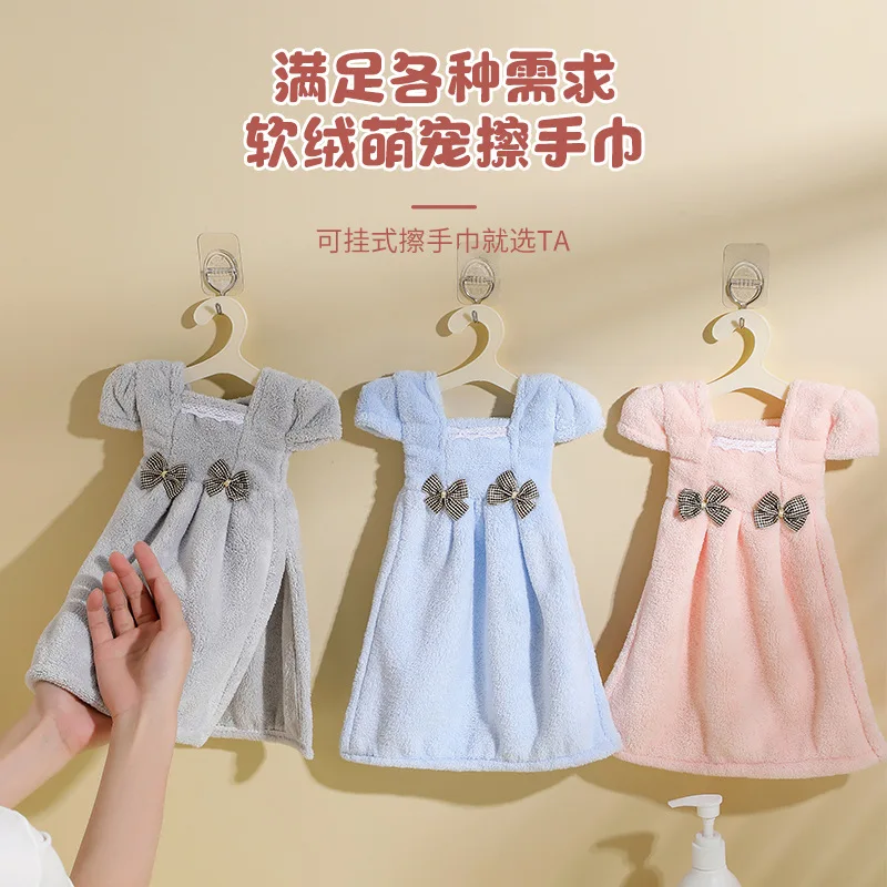 

Hanging Coral Fleece Hand Towel Cartoon Animal Hand Towel Kitchen Bathroom Absorbent Towel Hand Cleaning Cloth