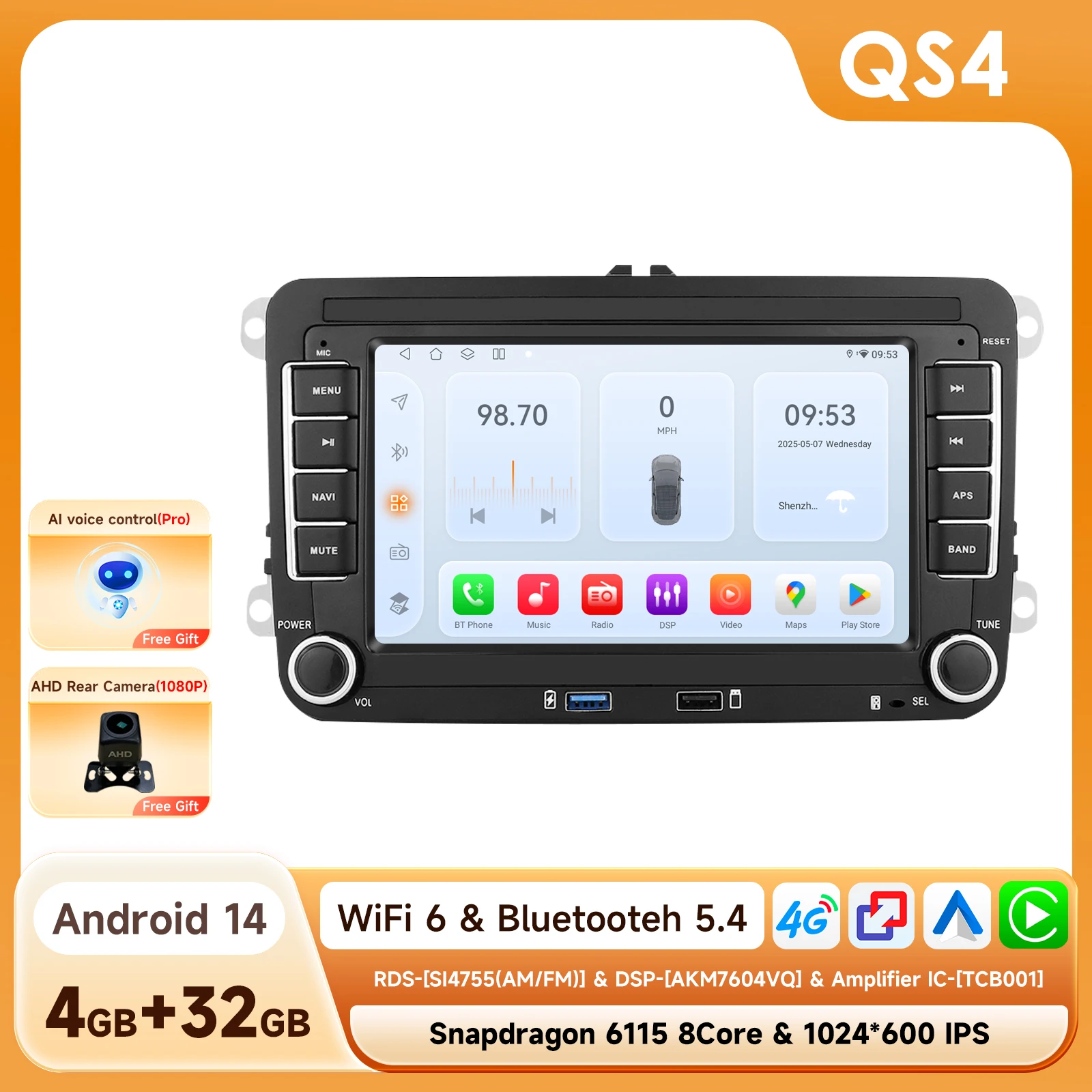 7'' AI Systeem CarPlay Android autoradio voor Volkswagen VW Golf Passat JETTA Skoda SEAT Auto Intelligent Systeem 2din GPS autoradio