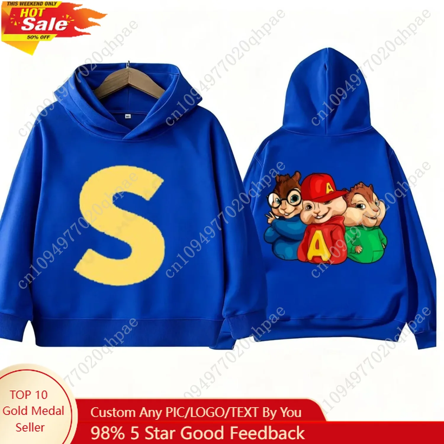 

Alvin Chipmunk Halloween Costume Printed Hoodie Sportswear Spring and Autumn Children's Long Sleeve Casual Fashion Hoodie