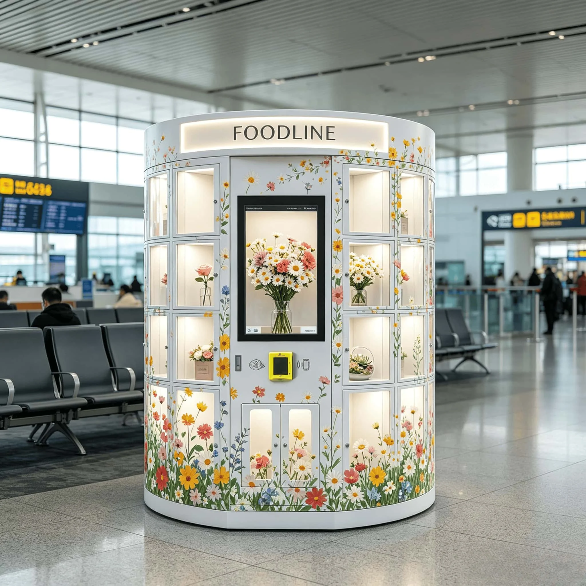 FOODLINE Outdoor Garden Flower Vending Machine Energy Efficient Cooling Multi Payment Intelligent Bouquet Storage Locker