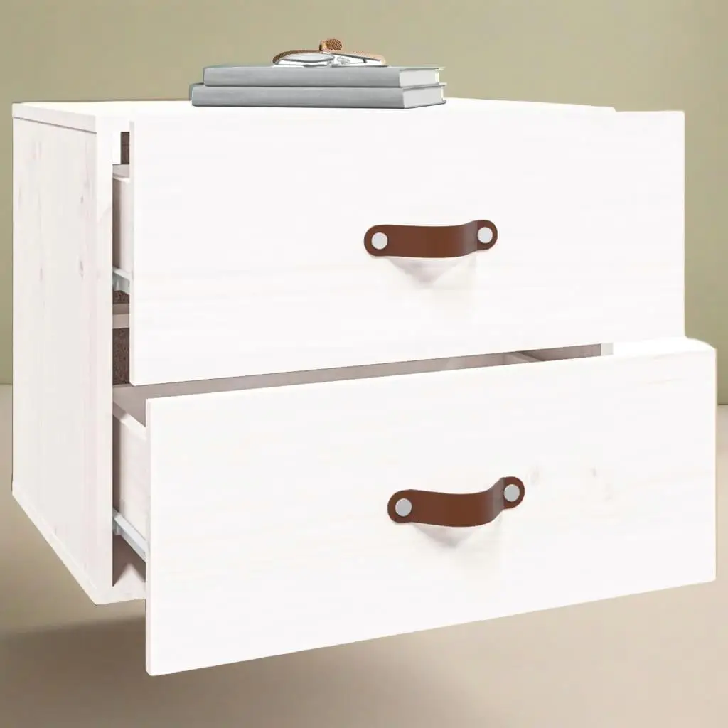 Set of 2 White Wall-Mounted Bedside Cabinets 50x36x40 cm – Space-Saving Storage for Bedroom