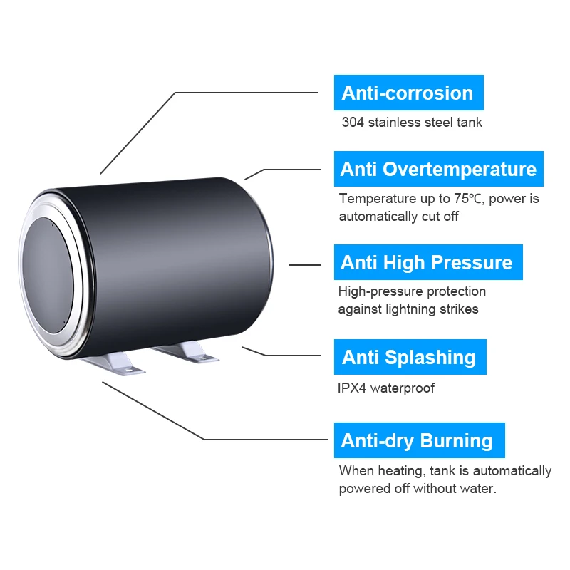 200W 1500W Boat Rv Camping 10L 15L 25L 12V Caravan Water Heater Campervan Electric Caravan Rv Water Heater For Shower