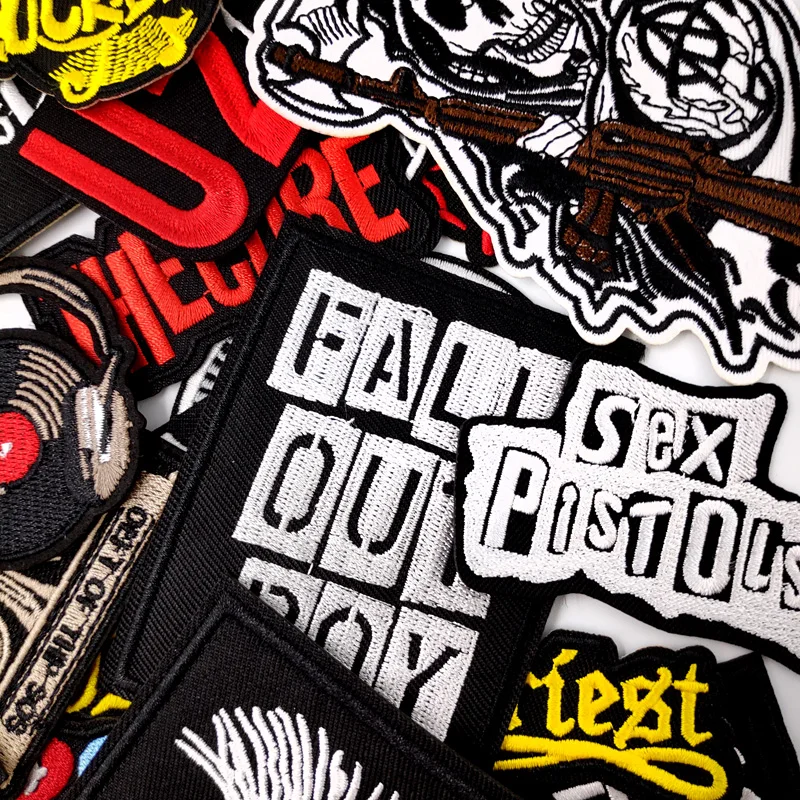 Czaszka Punk Rock Bands Star Iron On Patches Odzież Tkanina do szycia Ręcznie robione aplikacje na odzież Naklejki muzyczne Odznaki Parche