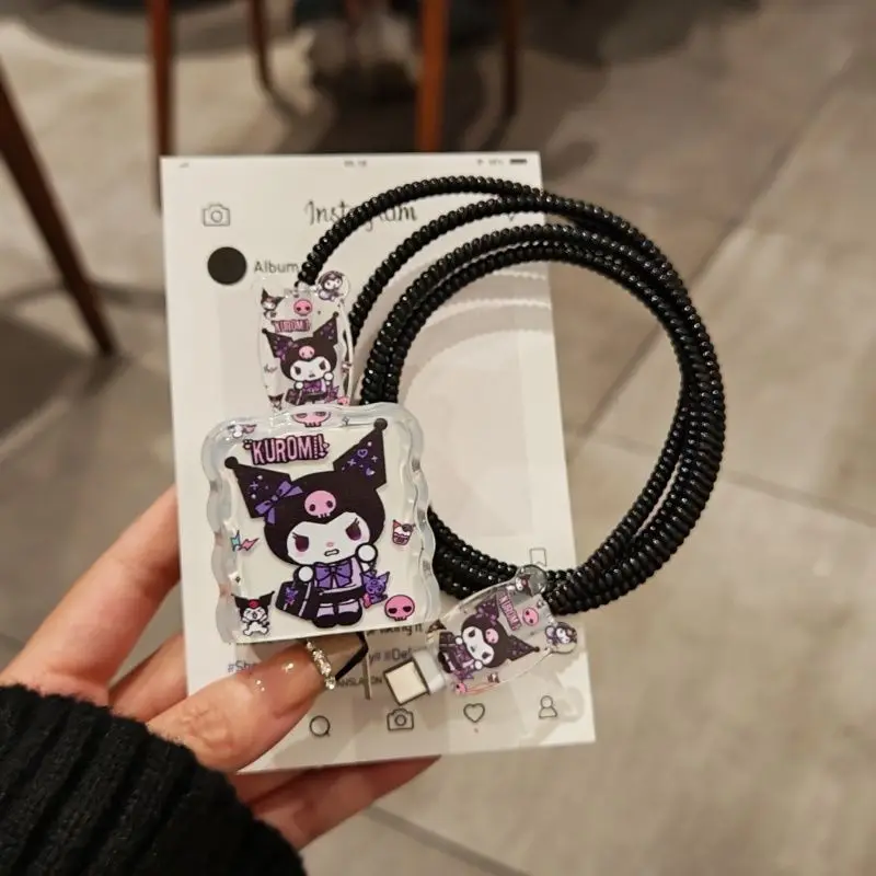 Cartoon Cute Demon Angel Kitten Charger Case Cable Protector for iPhone 18W/20W Charging Cable Data Damage-proof Holiday Gift