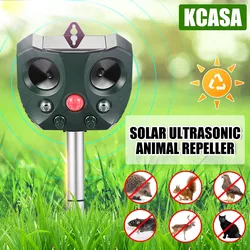 Solar Powered Ultrasonic Animal and Bird Repeller Waterproof Animal Deterrent LED Light Alarm for Orchard/Greenhouse/Vegetable G