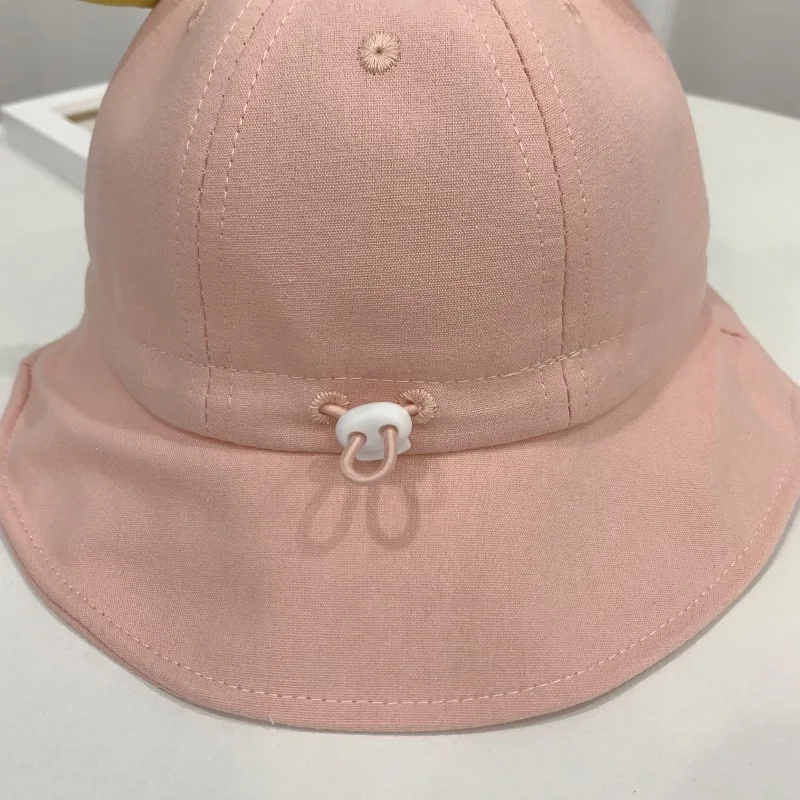 44-48cm Cute Baby Bucket Hat With Ears for Boys Girls Cotton Kids Sun Hat Outdoor Candy Color Child Panama Cap Children Accssory