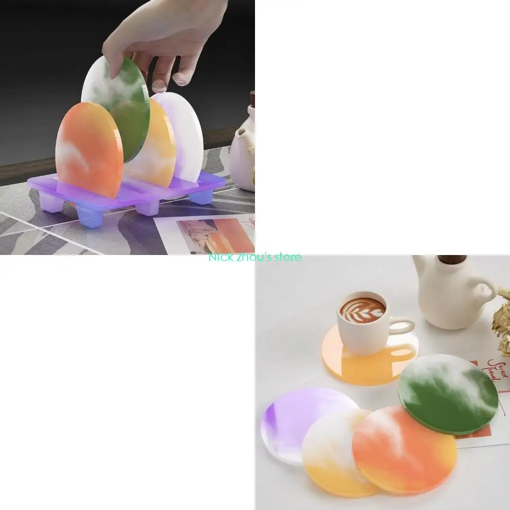 

E15E Silicone Mold Round Resin Molds Holder Moulds Cup Pad Mould Silicone Material Suitable for DIY Resin Art