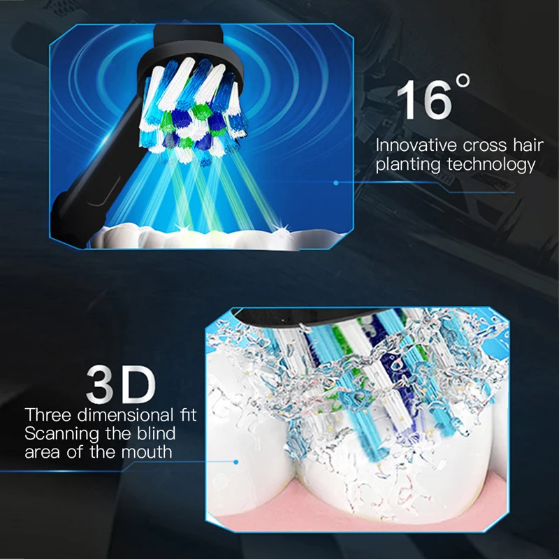 Thay Thế Oral B Đầu Chéo Hành Động Màu Đen Sâu Làm Sạch Răng Nạp Lại Cho Răng Miệng Điện Bàn Chải Đánh Răng