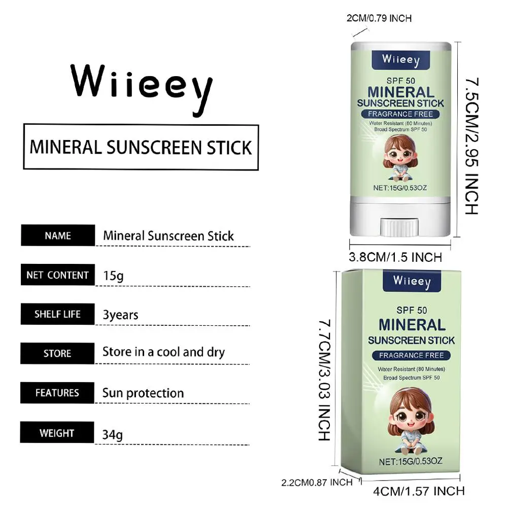 Sunscreen Stick For Kids Mineral Sunscreen Stick SPF 50 Moisturizing Face Stick Non-Sticky Sunscreen Bar For Outdoor Activi V0T1