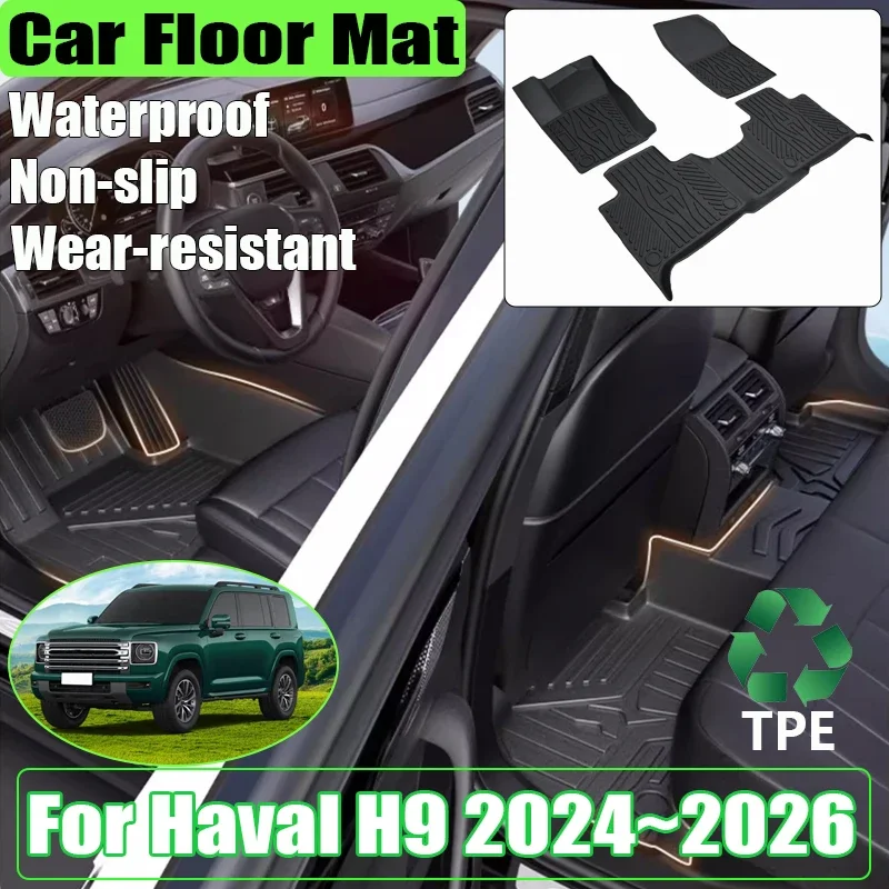 

For GWM Haval H9 Accessories 2025 2024 2026 5Seats 7Seats Car Rear Floor Mat Waterproof Anti-scratch Mud Carpet Cover Foot Pad