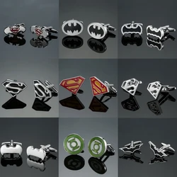 Batman Superman Green Lantern Superhero Action Figure Cartoon Metal Men's Cufflinks Accessories Decorative Toys Birthday Gifts