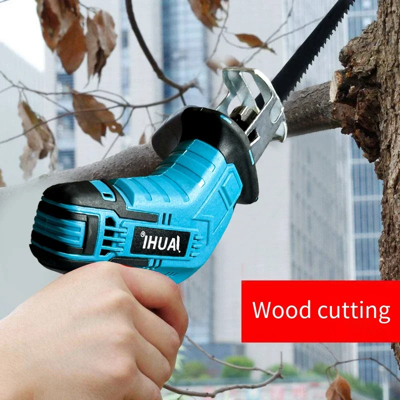 18V Cordless Reciprocating Saw Handsaw Saber Multifunction Saw for Metal Wood Pipe Cutting with 4 Blades Kit For Makita battery