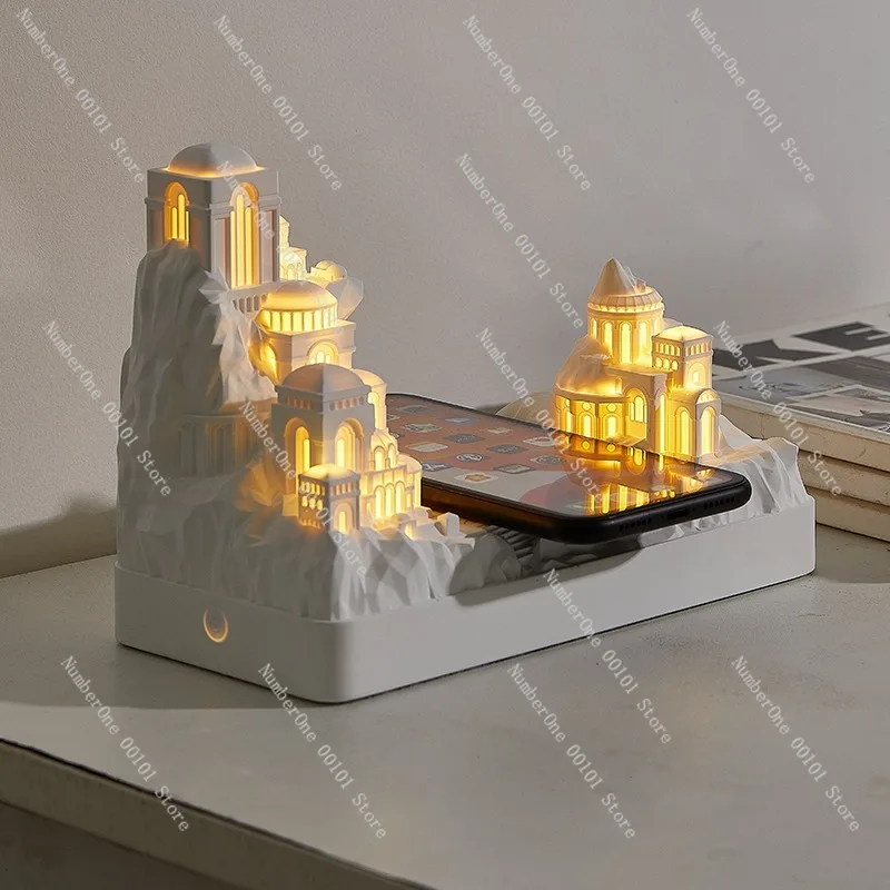 Wireless Charging Bluetooth Night Light Speaker,Bedside Aromatherapy Lamp for Bedroom Decoration and Relaxing Ambient Lighting