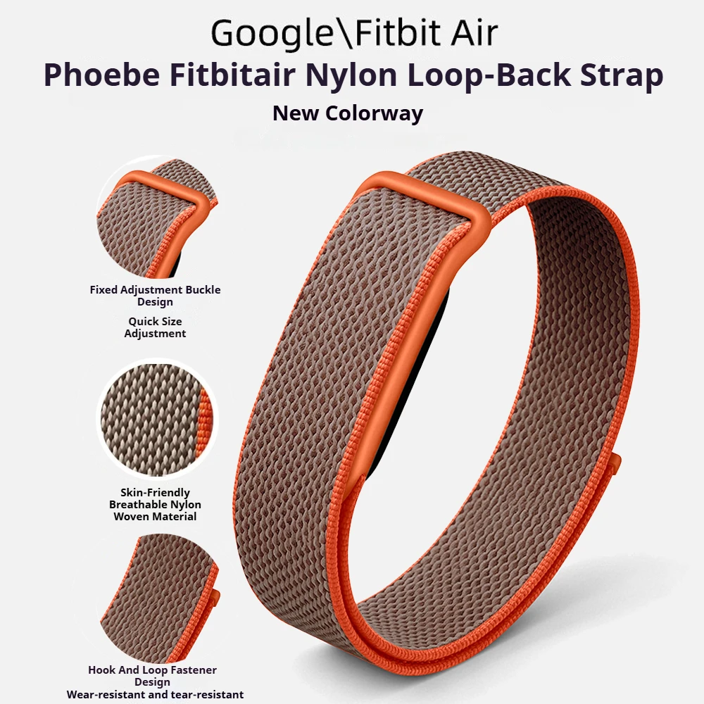 Correa de Reloj Deportiva de Nailon Trenzado con Velcro para Google Fitbit Air, Brazalete Transpirable de Secado Rápido, Repuesto de Correa