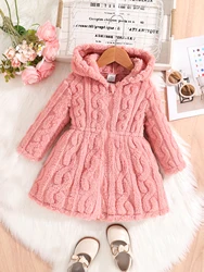 Children's spring and autumn girls fashion new pink hooded corduroy coat 1 piece