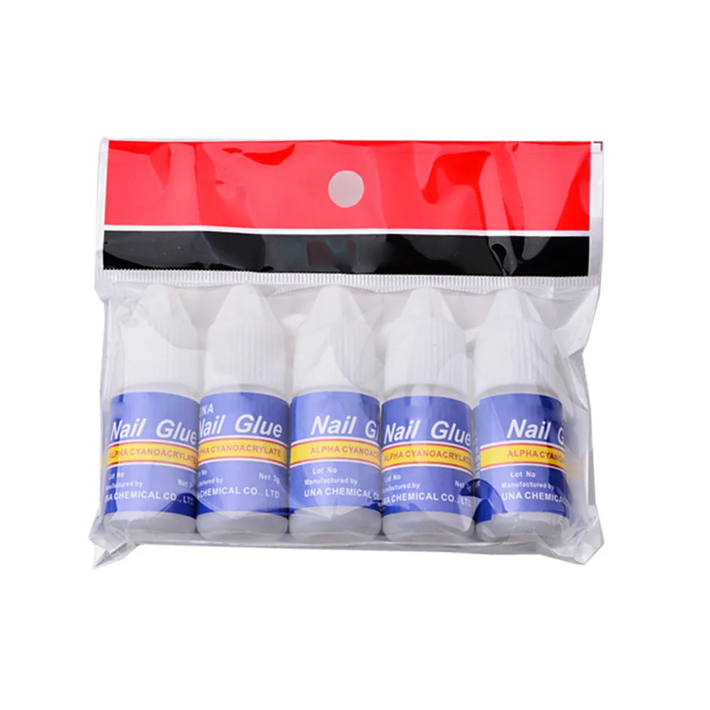 

5Pcs Nail Glue for Rhinestones Nail Art Slim Portable Strong Adhesive for Natural False Acrylic Tips Manicure