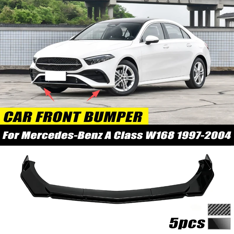 For Mercedes-Benz A Class W168 1997-2004 Front Bumper Lip Front Guard Spoiler High-quality ABS Material Body Kit Front Lip