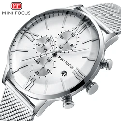 MINI FOCUS Business Waterproof Watches Multifunction Small Dials Calendar Luxury Quartz Watch for Men Fashion Stainless Steel