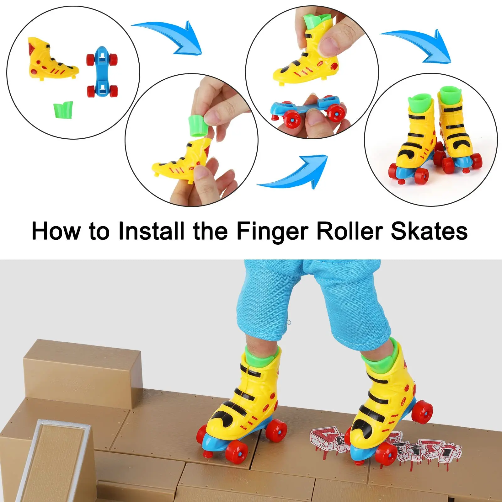 Fingerboard Skate Park Set Finger Skateboard Deck Ramp8Pcs Mini Finger Toy Handboard Scooter Skate Bike Caster Board Skateboard