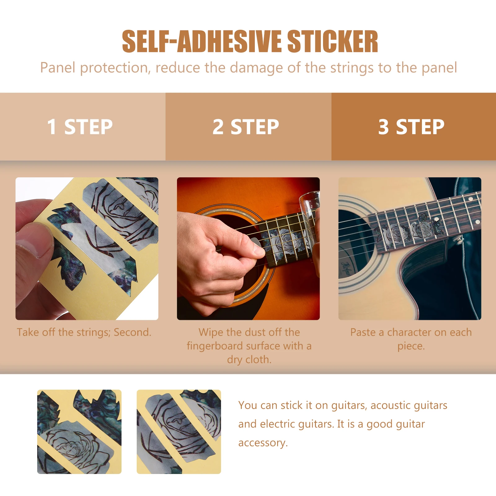 

Fret Guitar Sticker Guitars Musical Instrument Decals Self-adhesive Patch Finger Board