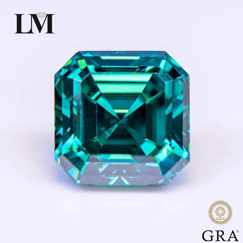 

Moissanite Stone Emerald Green Natural Color Asscher Cut Gemstone Lab Grown Diamond For DIY Jewelry Making With GRA Certificate