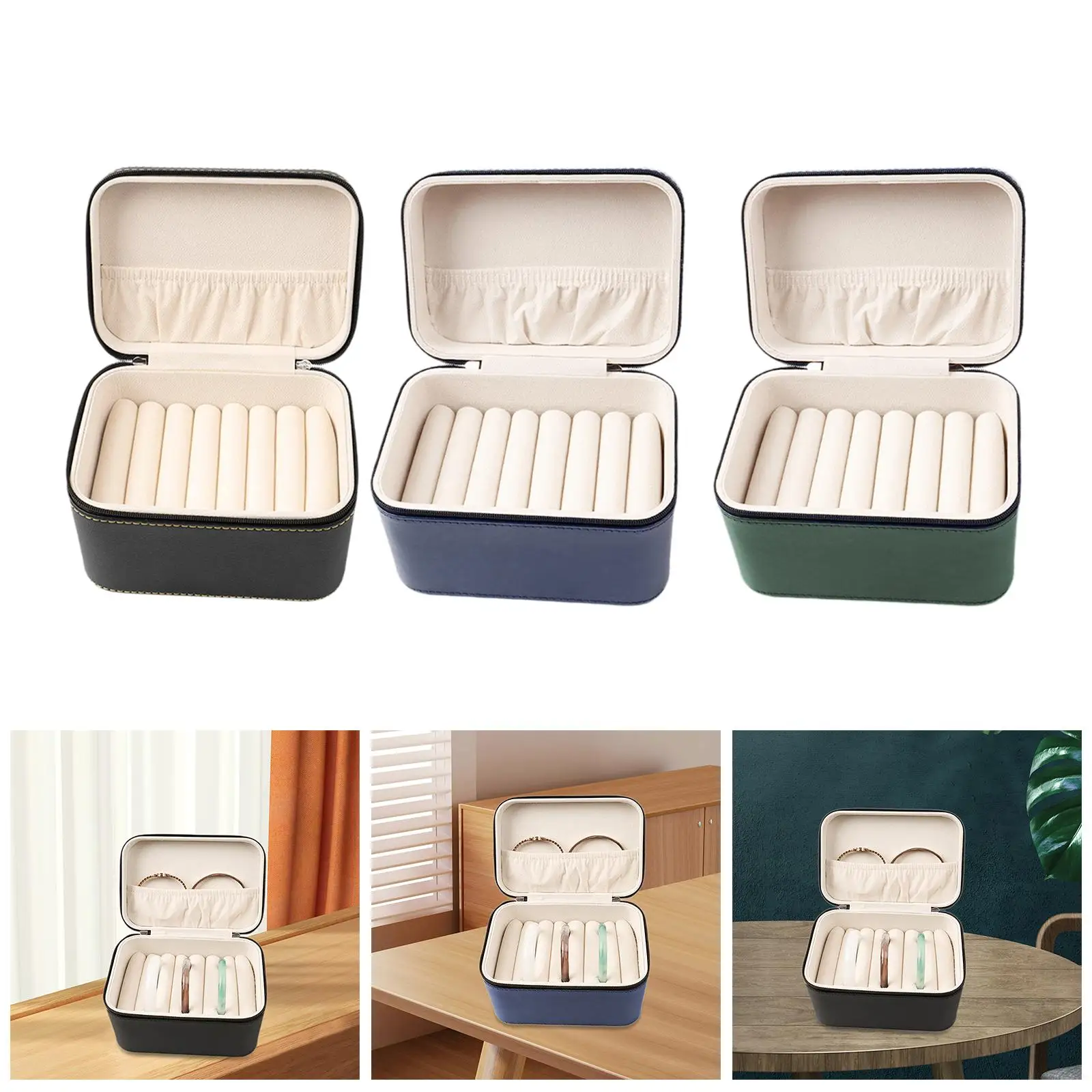 

7-слотовая коробка для браслета с бархатной подкладкой из искусственной кожи, нефритовый браслет, витрина для художественного ремесла, веры, юбилея, дня рождения, помолвки, комод