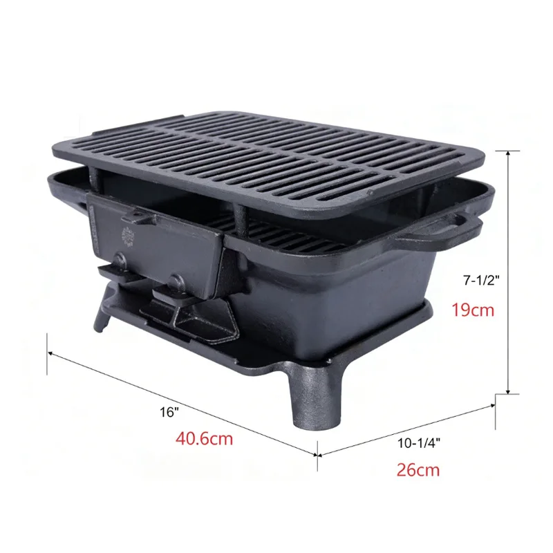 

Charcoal Grill with Uncoated Grill Grates, Thick-Walled Cast Iron Grill