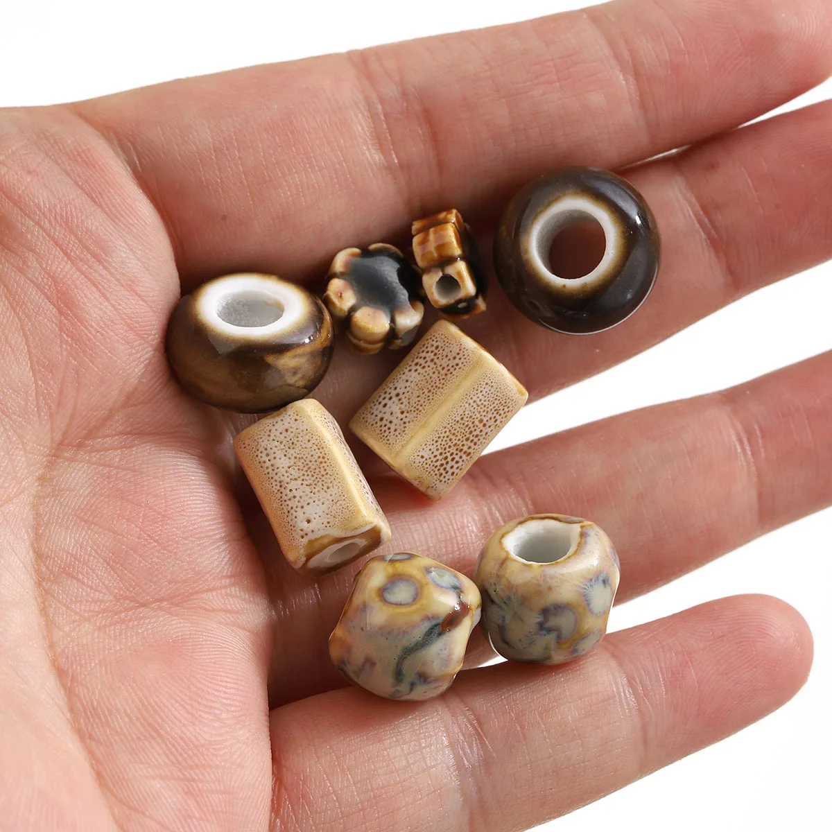 10pcs Ceramic Small Cylinder Spacer Bead Retro Loose Beads DIY Earrings Necklace Bracelet Jewelry Finding Making Handmade Bulk
