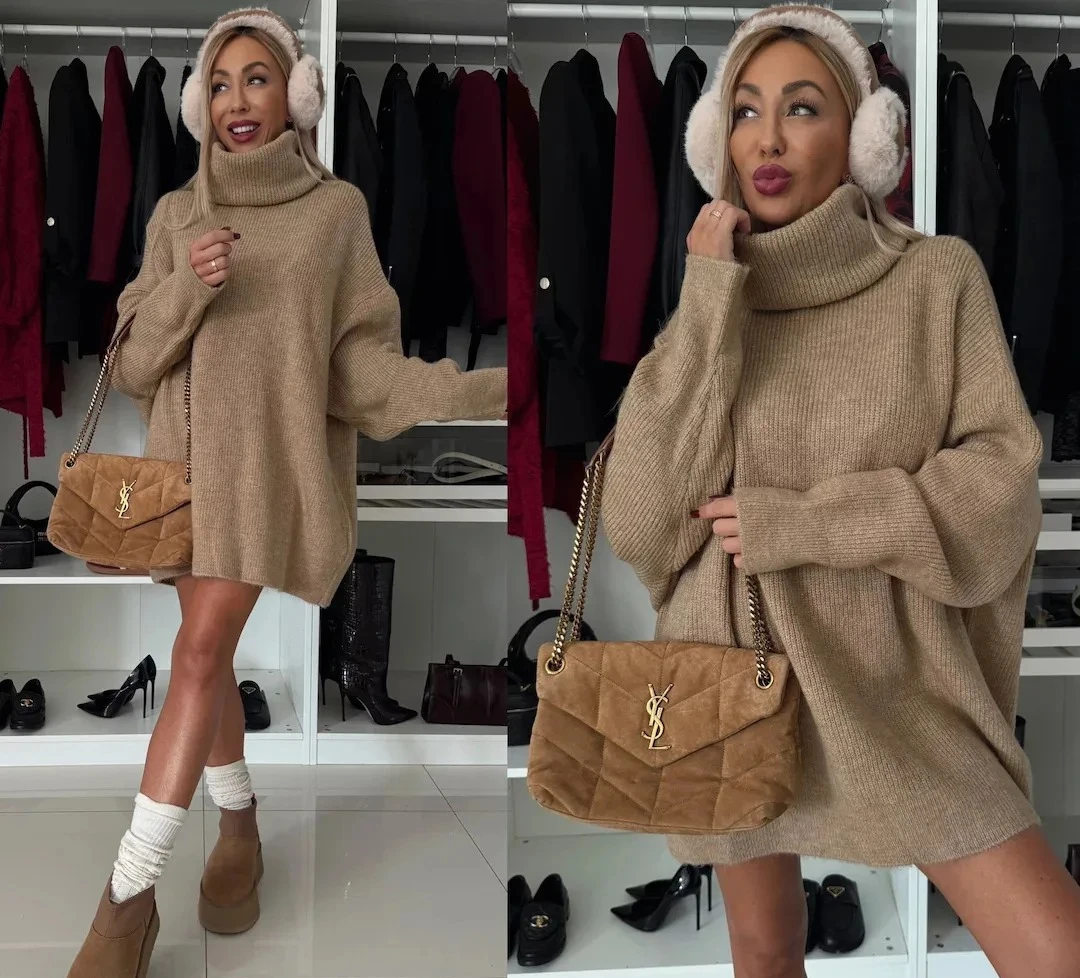 

Y2k уличная одежда, элегантные вязаные осенне-зимние пуловеры, женские свитера средней длины, вязаная водолазка, джемперы с длинными рукавами