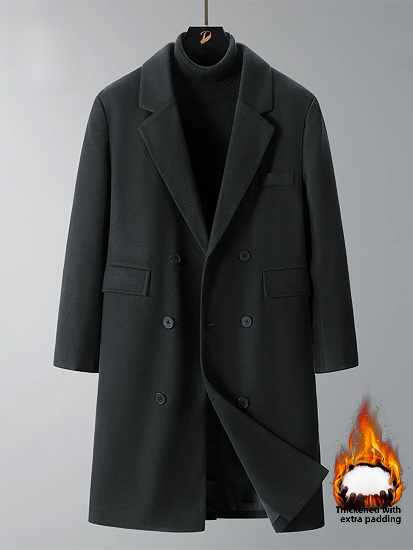 

Утепленное хлопковое пальто для мужчин: теплое, повседневное, с длинными рукавами, для бизнеса и отдыха, на двойной пуговице, морозостойкое