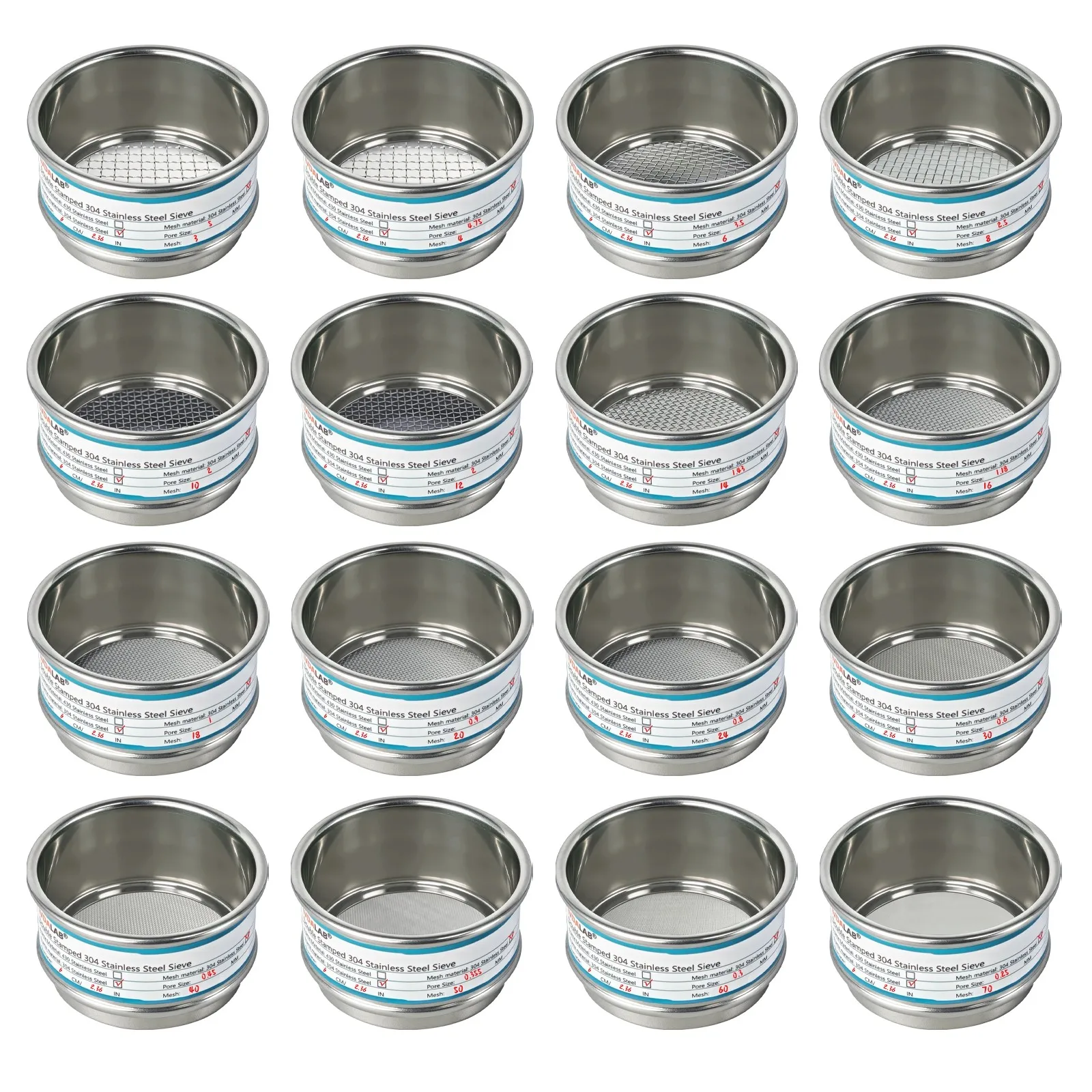 6cm 304 Stainless Steel Test Sieve Full Range 6-2800 Mesh Precision Lab Filter for Particle Soil Powder Analysis Mini Sieve