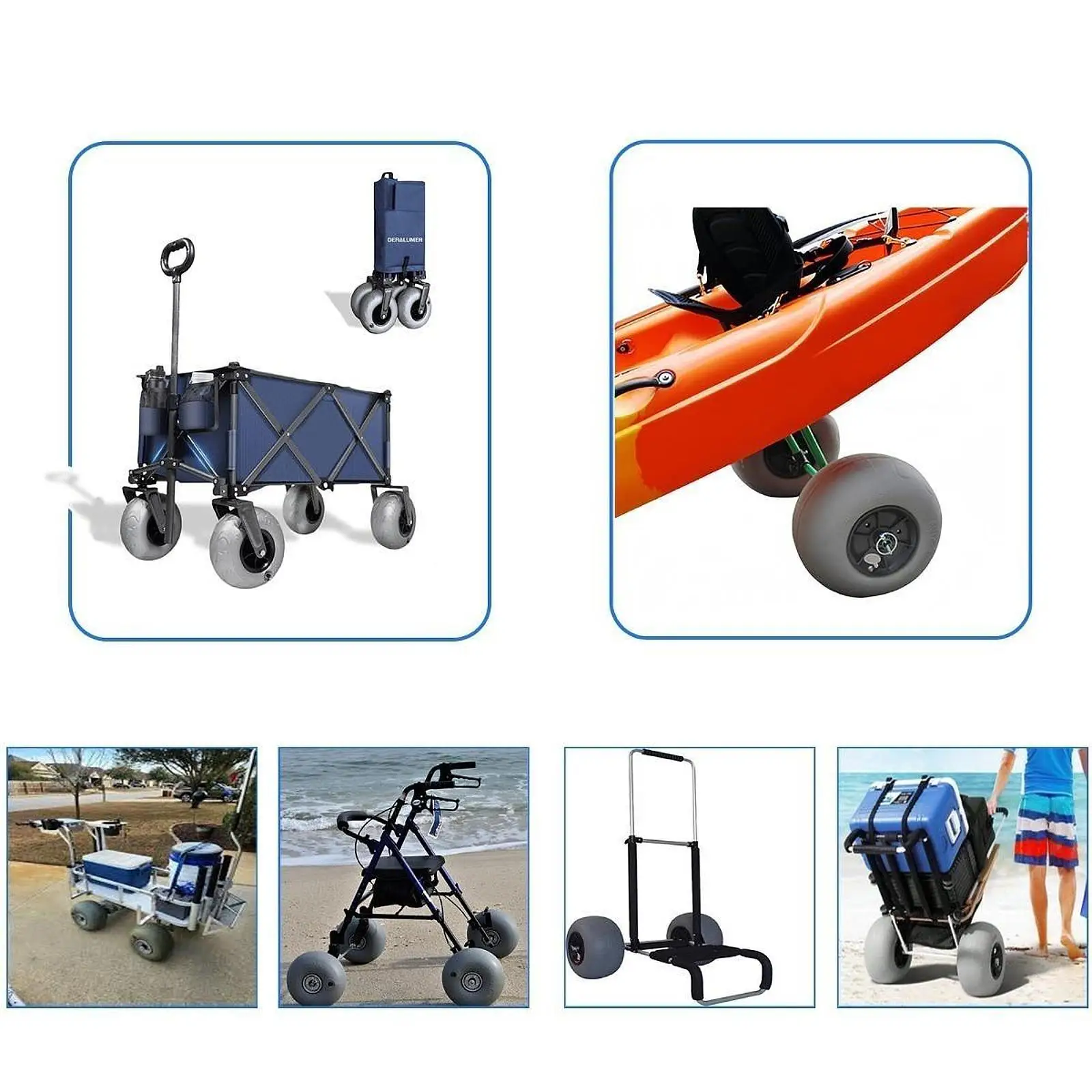 Sand Tires Balloon Wheels Inflatable Easy Install Beach Cart Replacement Heavy Duty Accessory for Trolley