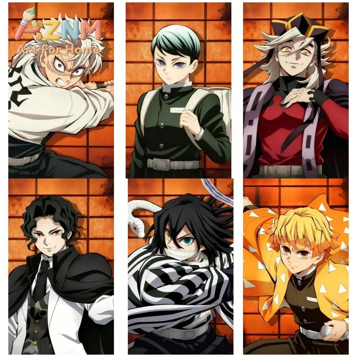 AZNM Demon Slayer Classic Anime Characters Canvas Wall Art Frameless Print Poster for Home Bedroom Living Room Wall Decor