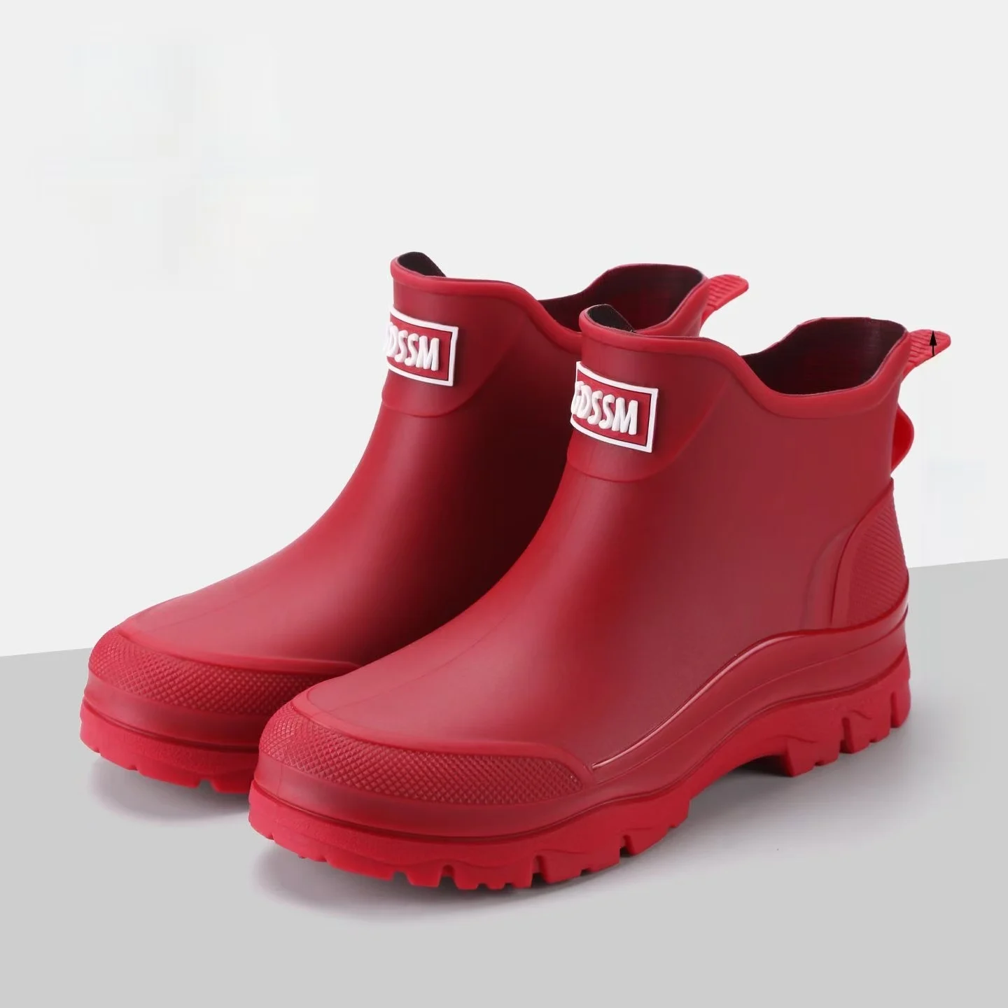 Men's Spring Autumn New Flat Sole Ankle Rain Boots Soft Sole Round Toe Slip On Waterproof Unisex Kitchen Work Shoe Garden Shoe
