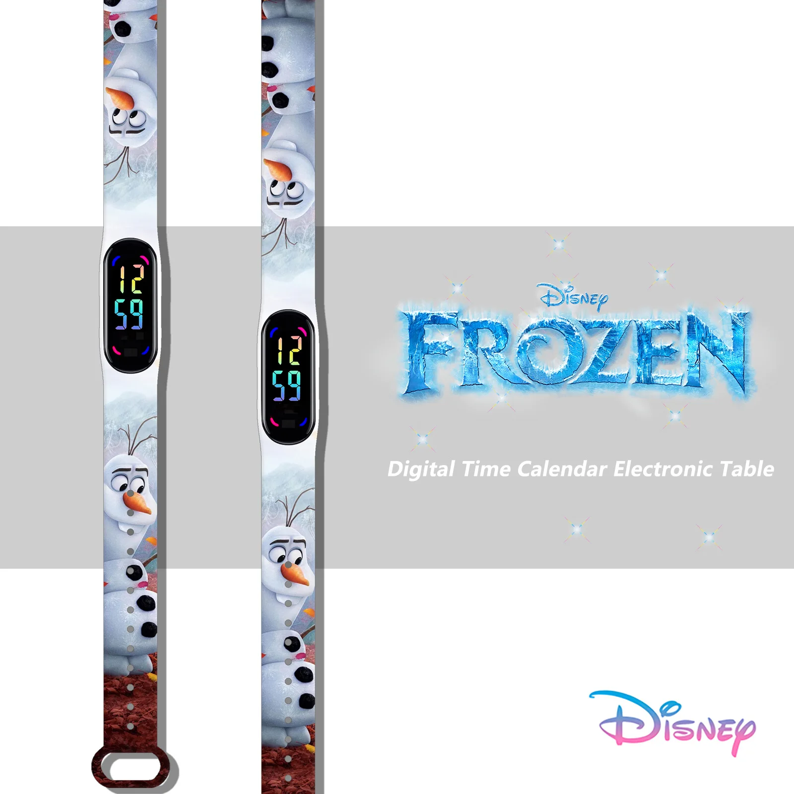 Disney-Reloj de Frozen para niños, figuras de Anime, Elsa, Anna, LED, luminoso, resistente al agua, electrónico, deportivo, juguetes, regalos de cumpleaños