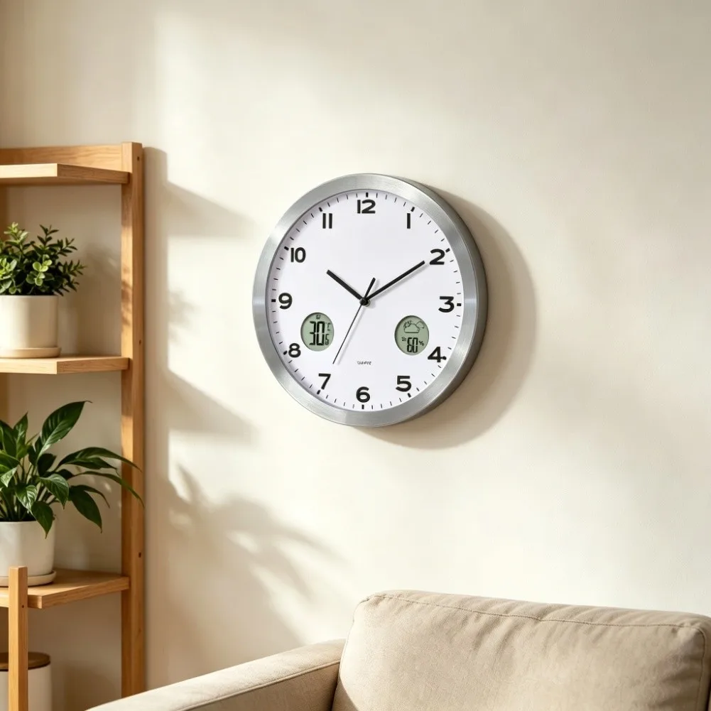 Real Time Temperature Humidity Display Modern Wall Clock Modern Home Decor Clock Digital Wall Clock Real-time Display
