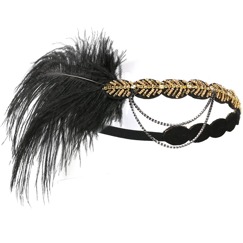 

Flapper Hair Band Wedding Feather Headband Modern 20s Headpiece for Women 1920s Accessories