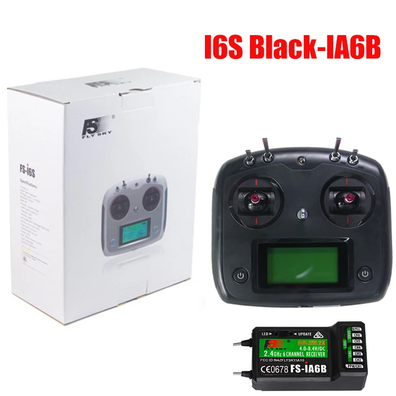 FLYSKY FS-i6S i6S 2.4G 10CH AFHDS 2A Centreren Gasklepzender iA6B iA10B Ontvanger RetailBox voor RC Auto's boten Drone Speelgoed
