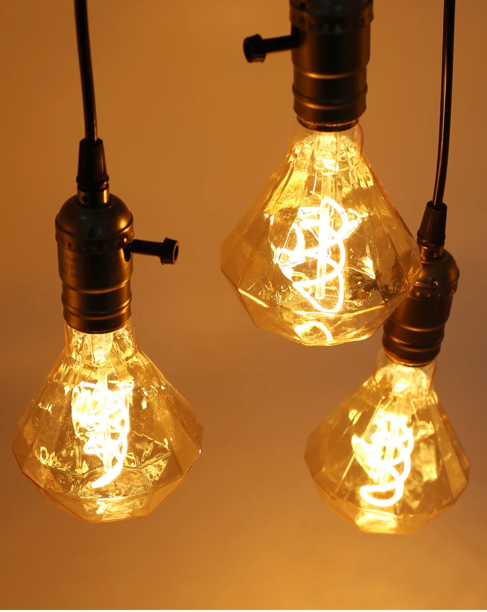 E27 LED-Glühfadenlampe 220V 4W A60 ST64 T45 T185 G80 G95 G125 Retro Vintage Ampullen LED Edison Lampe Spiralbirne für Zuhause – Detail 7