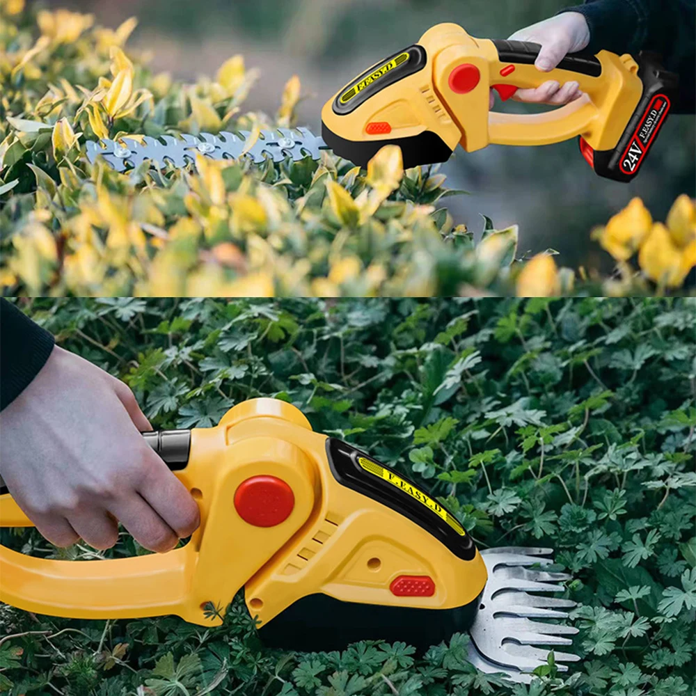 2 in 1 20V Cordless Electric Hedge Trimmer Rechargeable Handheld Household Lawn Mower Garden Bush Scissors Grass Scissors Tools