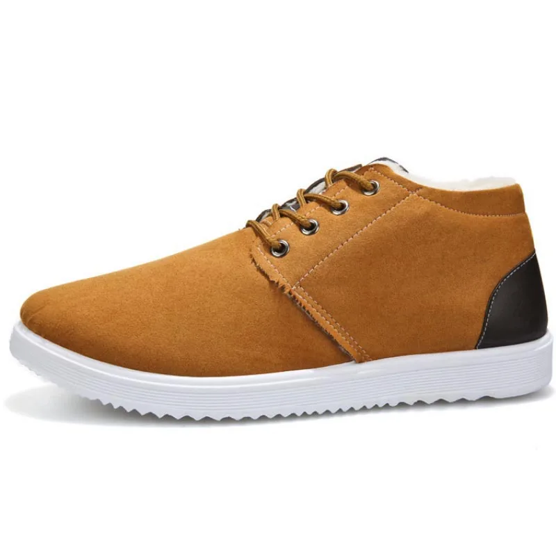 New Winter Men Cotton Shoes Retro Lace-up Warm Men's Boots Trendy Fleece High-top Cotton Shoes Large-sized Thickened Warm Shoes